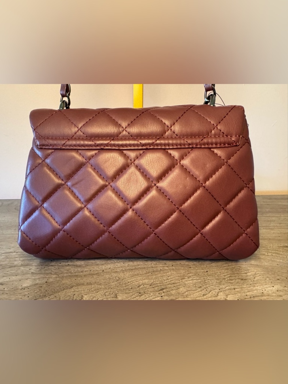 Badgley Mischka Quilted Shoulder Bag in Deep Burgundy - Picture 8 of 8
